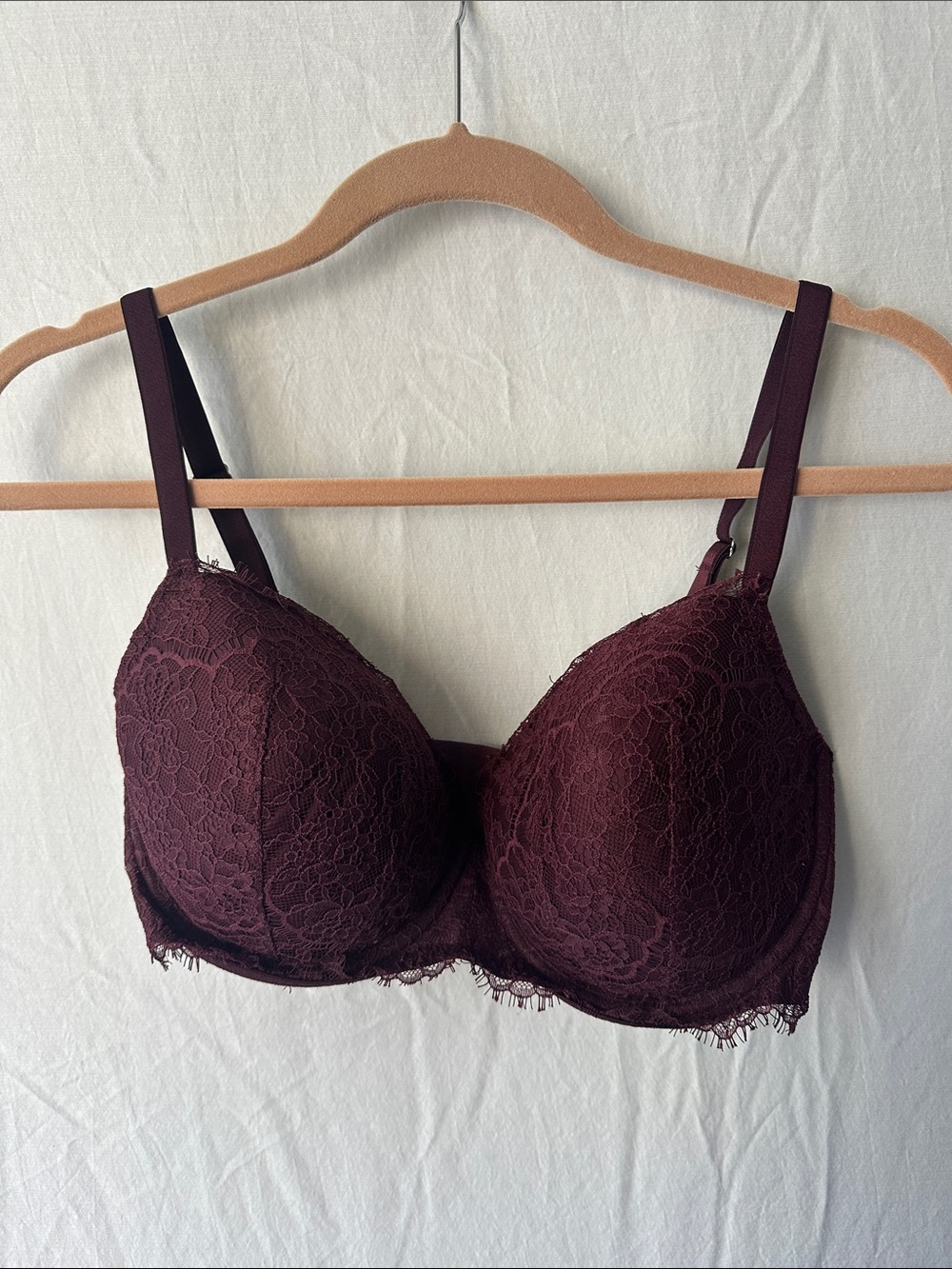 Victoria's Secret Lace Demi Bra in Burgundy